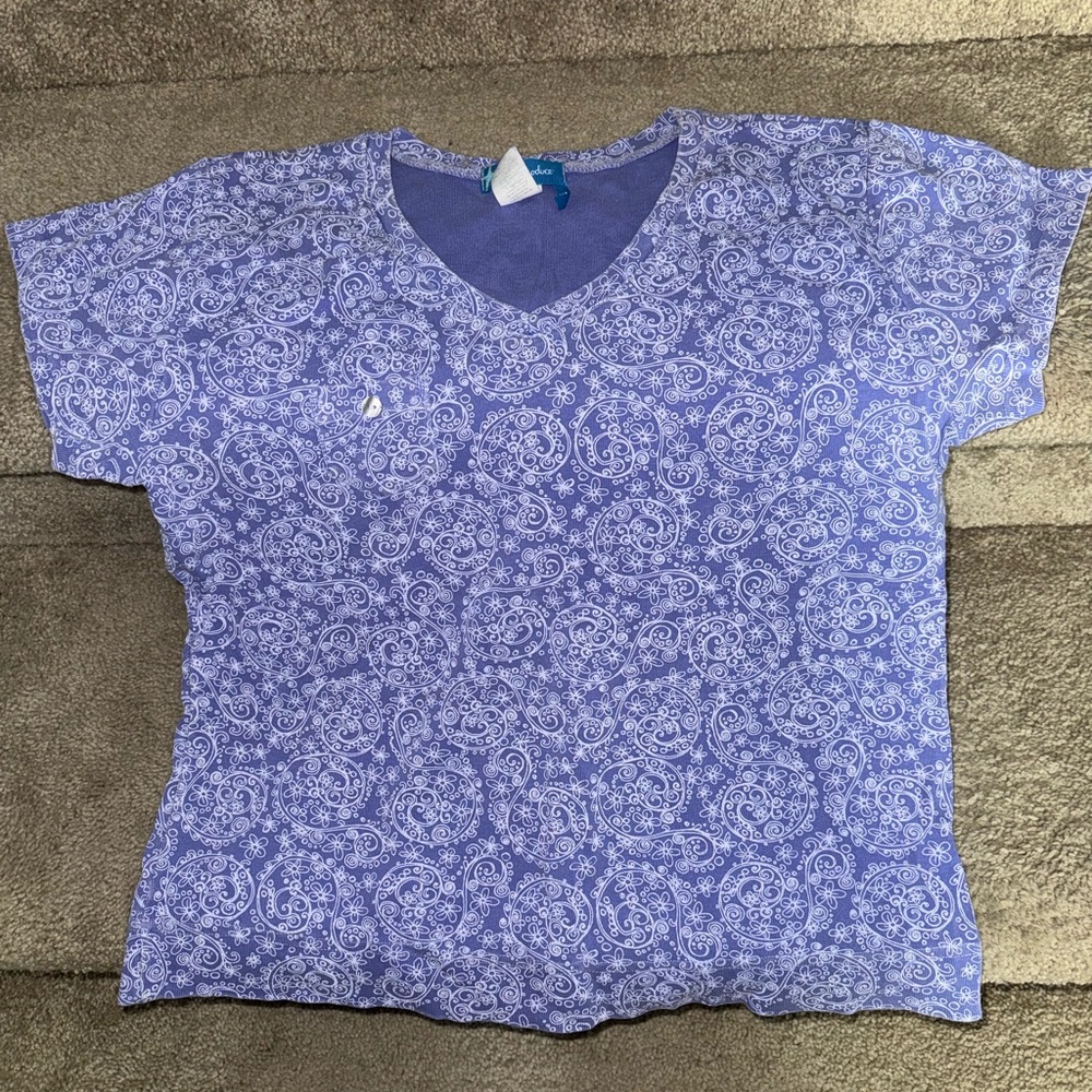 Fresh Produce New Blue Printed 100% Cotton Top made in USA